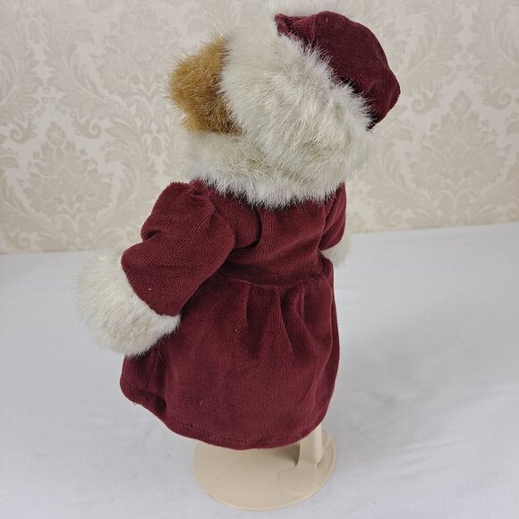 Boyds Bear The Archive Series 1990-1998 Vintage Red Velvet Coat Faux Fur w/Stand - Picture 7 of 14